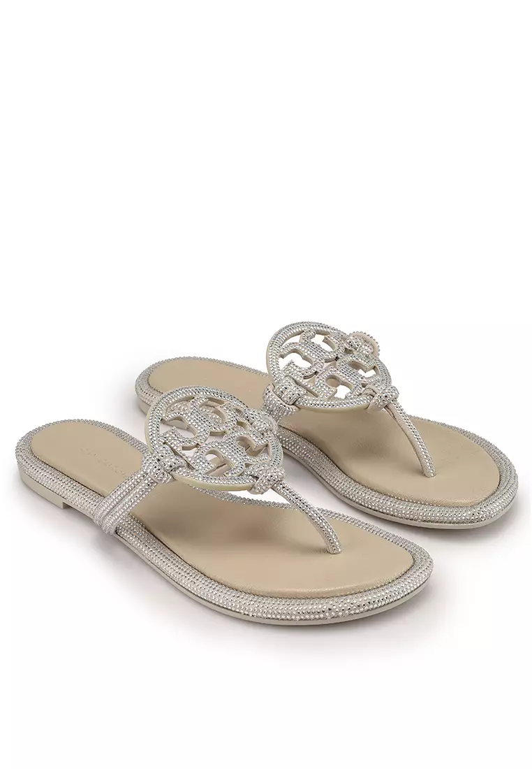 Tory burch miller embellished sandal silver best sale