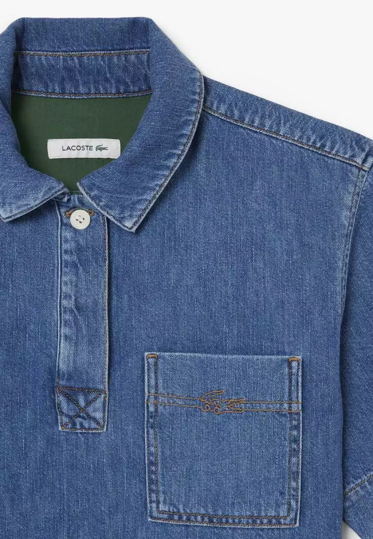 Oversized Lightweight Denim Polo Shirt