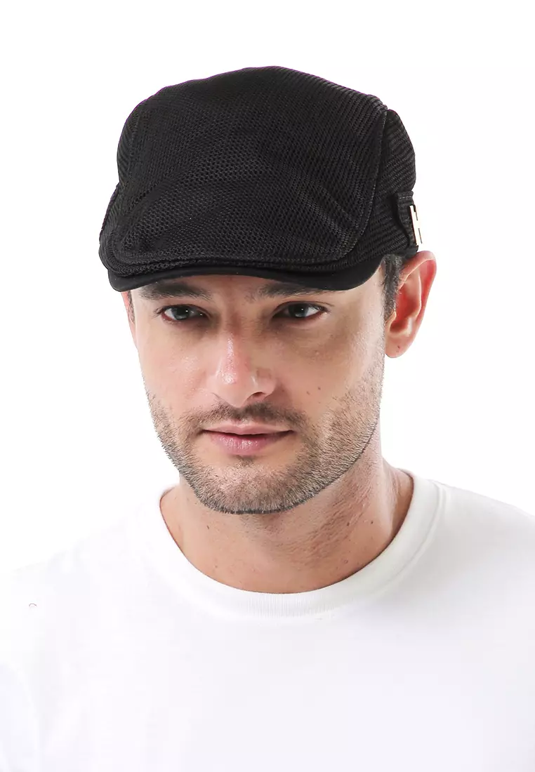 Kai Aksesoris Fashion Topi Pria Wanita Flat Hat Adjustable Strap Material Cotton ORIGINAL - Black