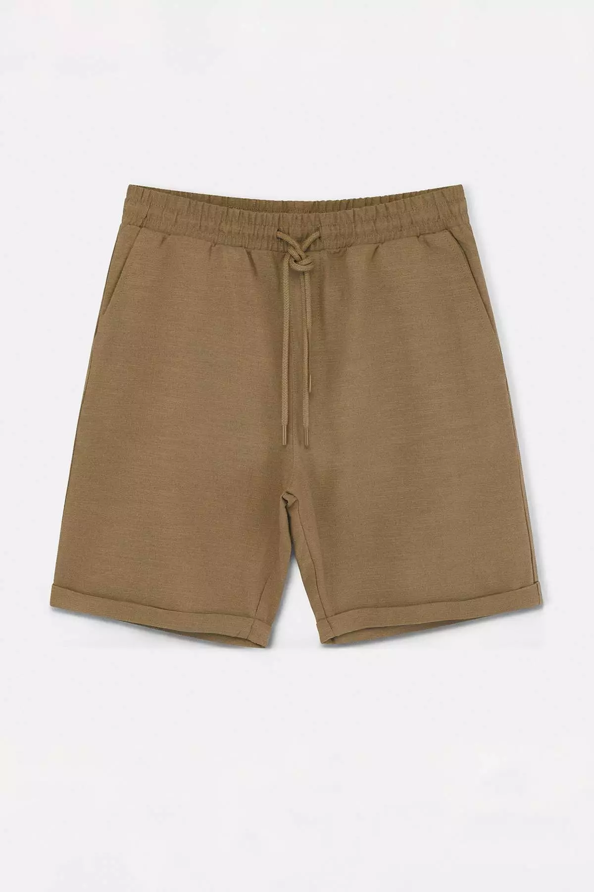 Mink Elastic Waist Linen Look 100% Cotton Woven Men'S Shorts & Bermuda Tmnss26Sr00008
