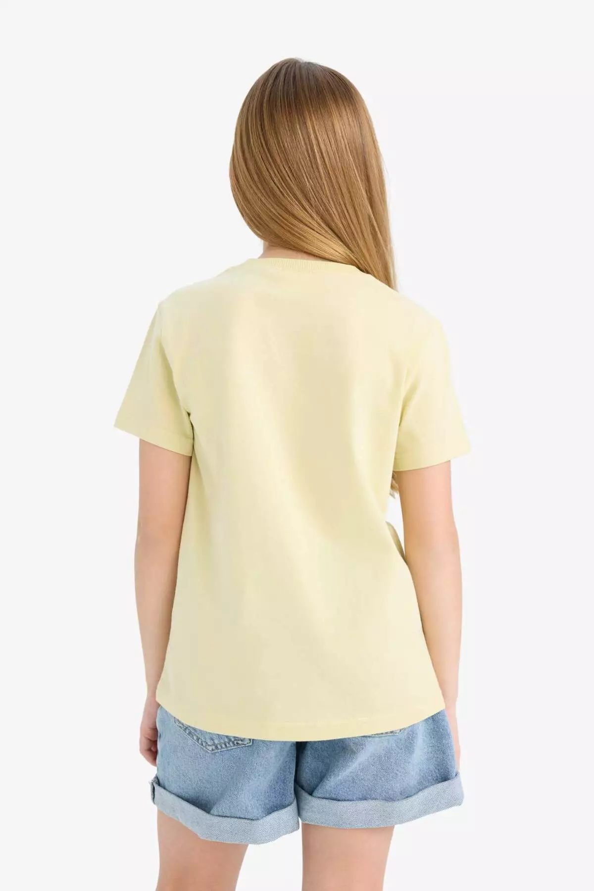 Girl's Crew Neck Anime Printed Short Sleeve T-Shirt E0350A825Sm