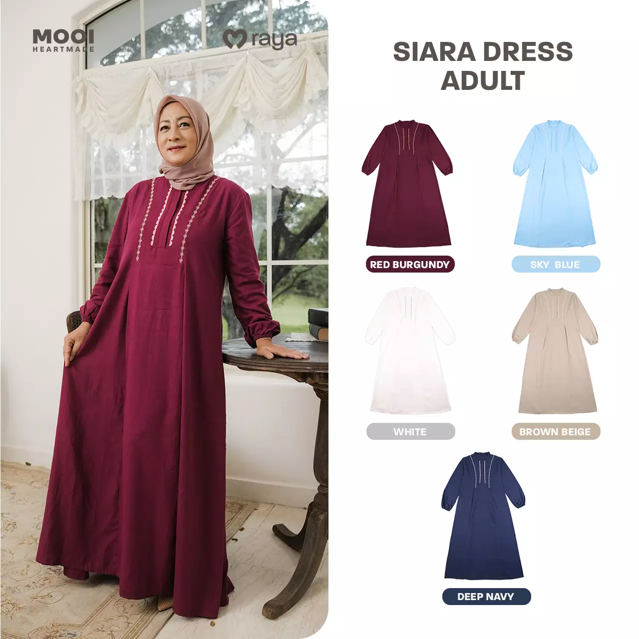 Mooi Dress Dewasa Raya Collection Siara Gamis Adult Basic Series 2026 - White