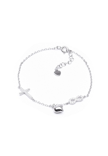 Millenne silver MILLENNE Millennia 2000 Cross and Heart Infinity Cubic Zirconia Silver Adjustable Bracelet with 925 Sterling Silver A5E94AC177256FGS_1