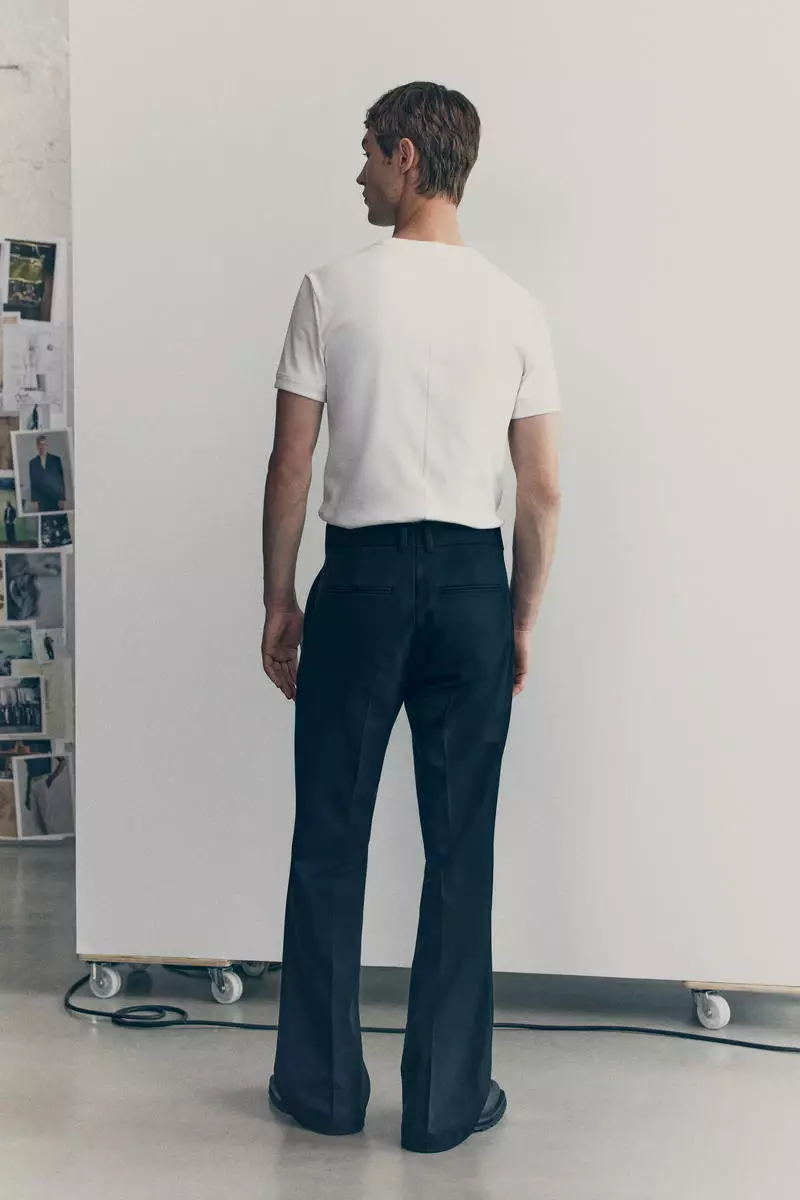 Wool-blend bootcut trousers