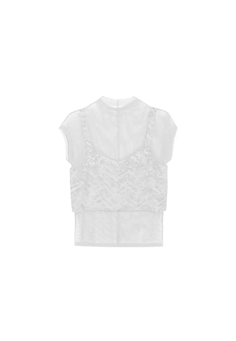 Ruffle High Neck Sleeveless Top