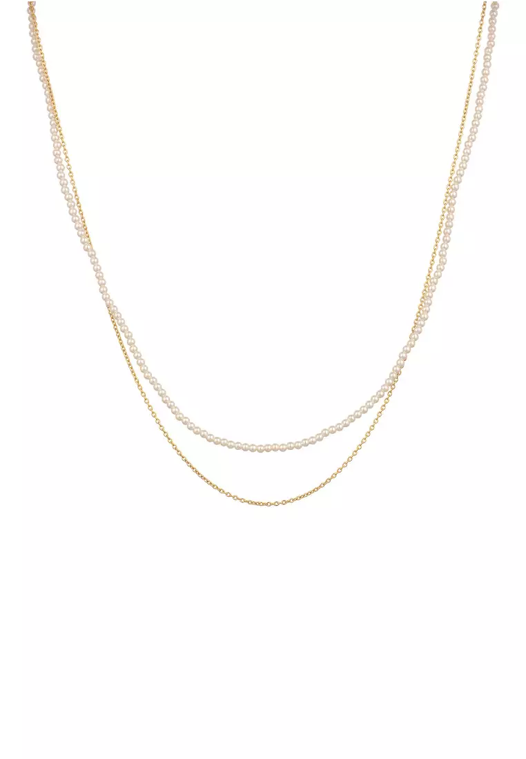 Kalung Perhiasan Perak 925 Wanita White Shell Pearl Gold Plated