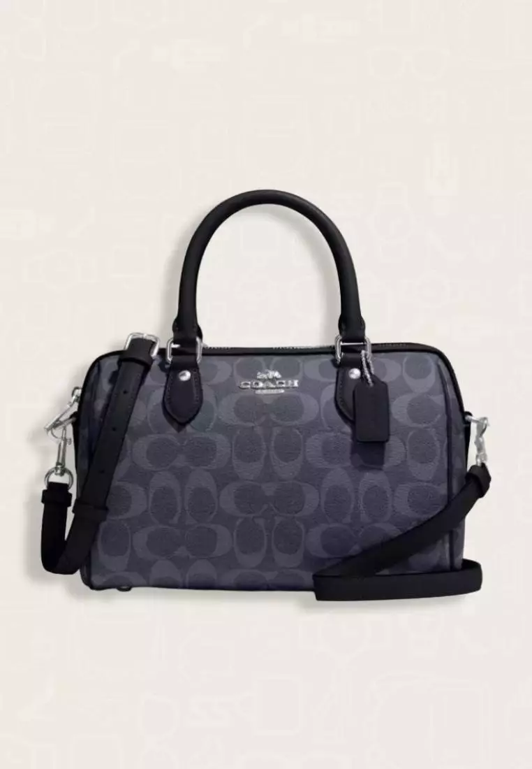 Jual Coach Coach Rowan Satchel In Signature Canvas Denim Midnight Navy