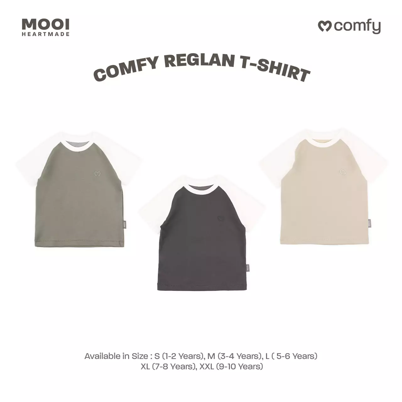 Mooi Kaos Anak Laki-Laki Comfy Reglan T-Shirt - Light Grey