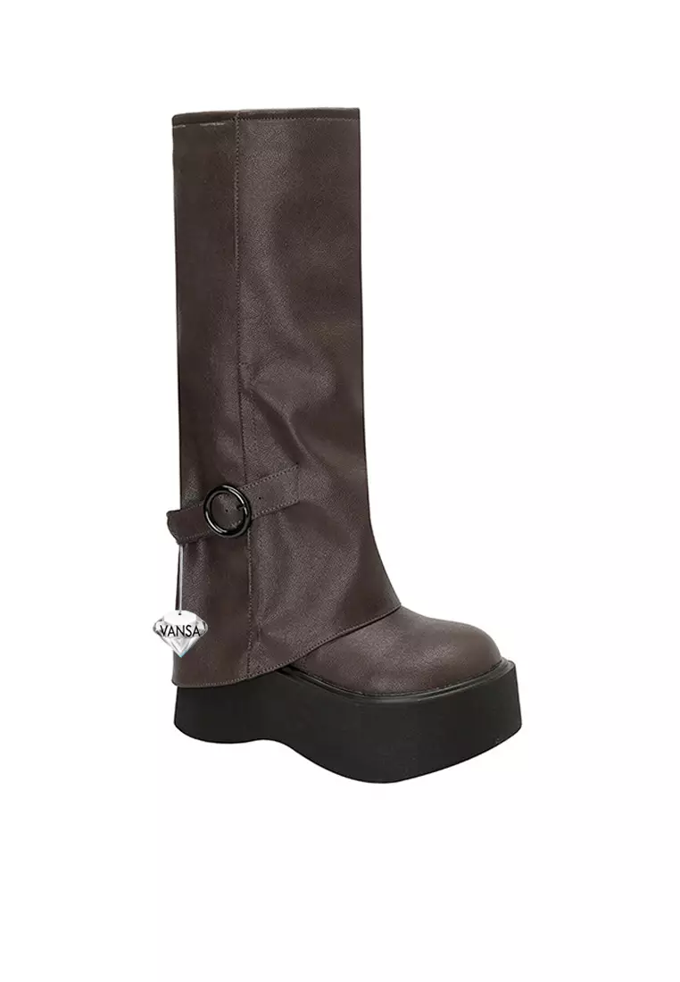 Discount on Twenty Eight Shoes  shoes - SKU: VANSA Fashion Round Toe Platform High Boots VSW-B-8772-3