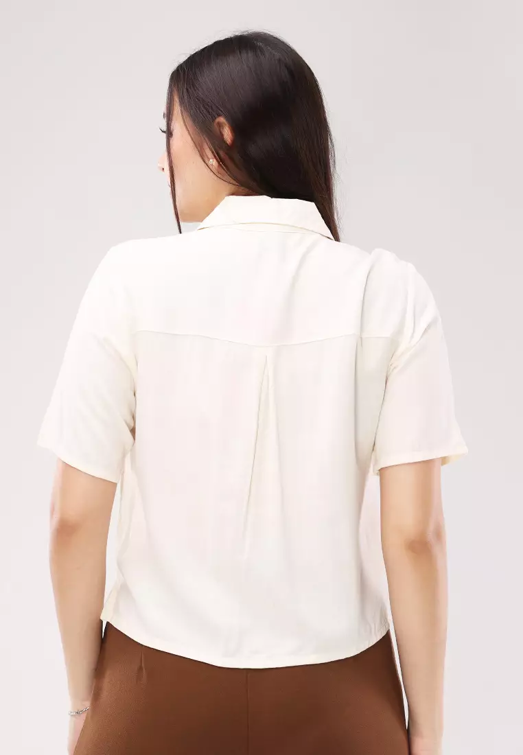 Soft Linen Woven Short Sleeves Blouse