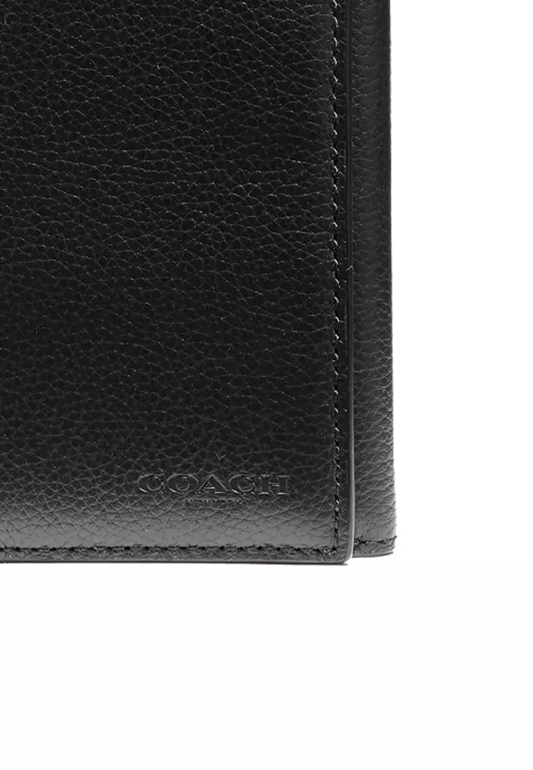 Coach trifold wallet black clearance