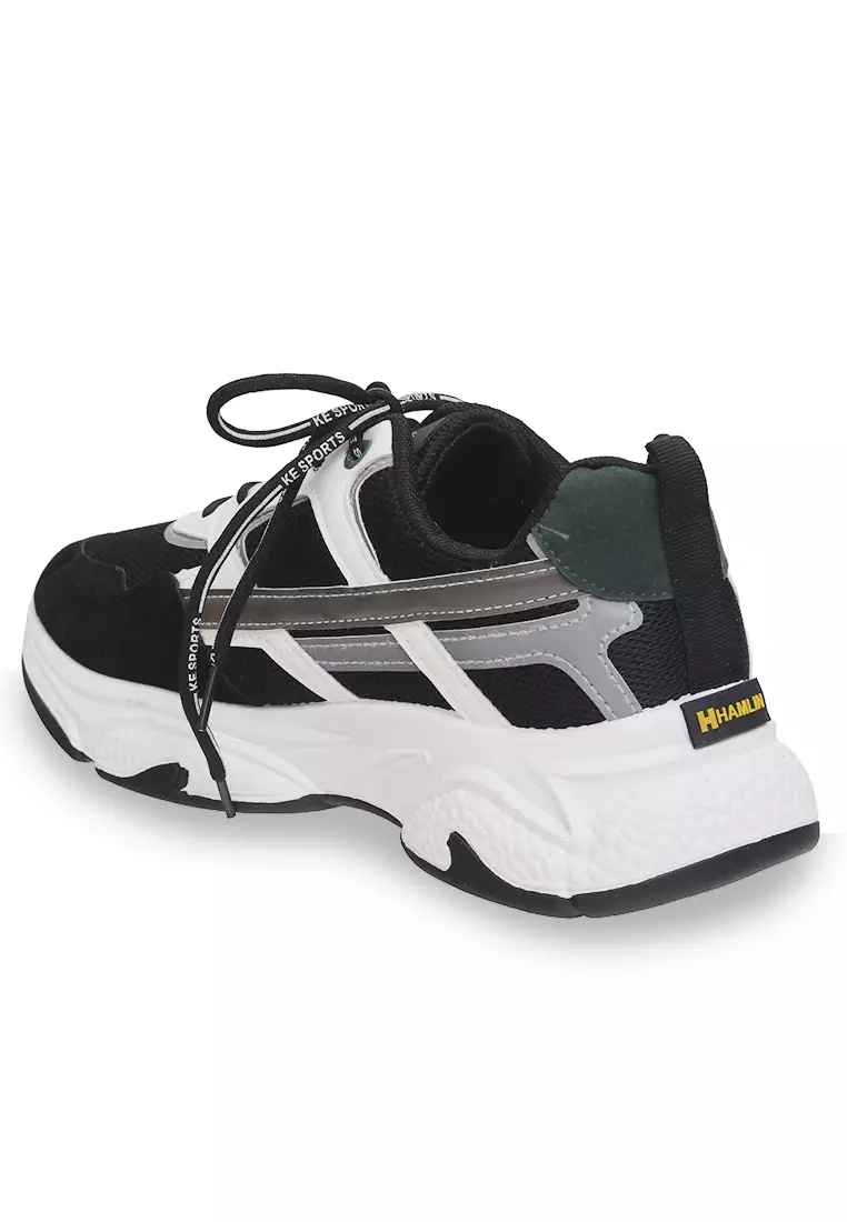 Anando Sepatu Sneakers Tali Pria Stylish Design Casual Sport Shoes Material Mesh ORIGINAL - Black Green