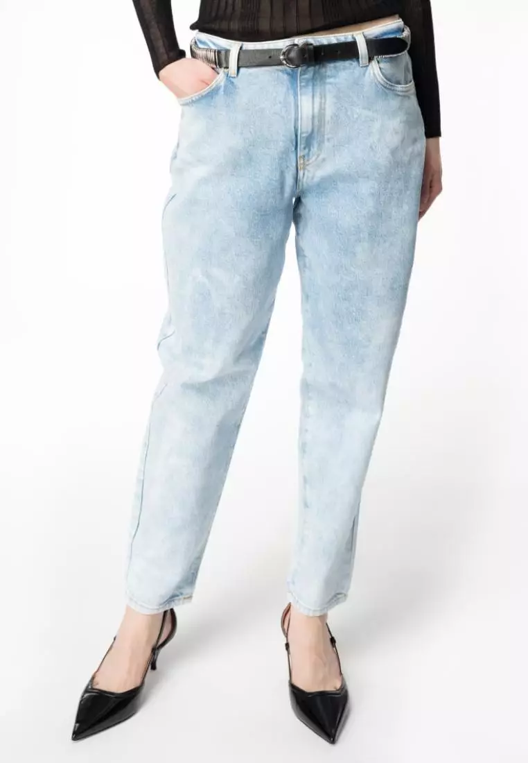 デニム・ジーパン PINKO Women Denim Pants 104635 A2F7 PJD BLUE Straight-leg jeans with mini rhinestone studs PINKO → Shop