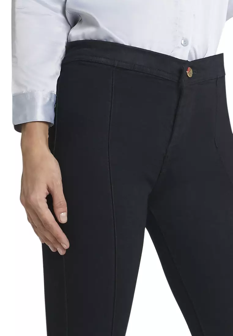 Ethelyne Celana Jeans High Waist Lipat Tulang Tengah Bawahan Wanita Casual - Black