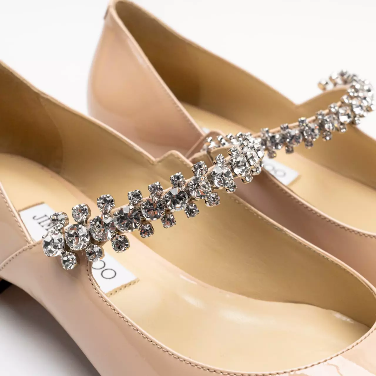 Bing 25 Crystal Strap Patent Leather Flat Pumps Macaron