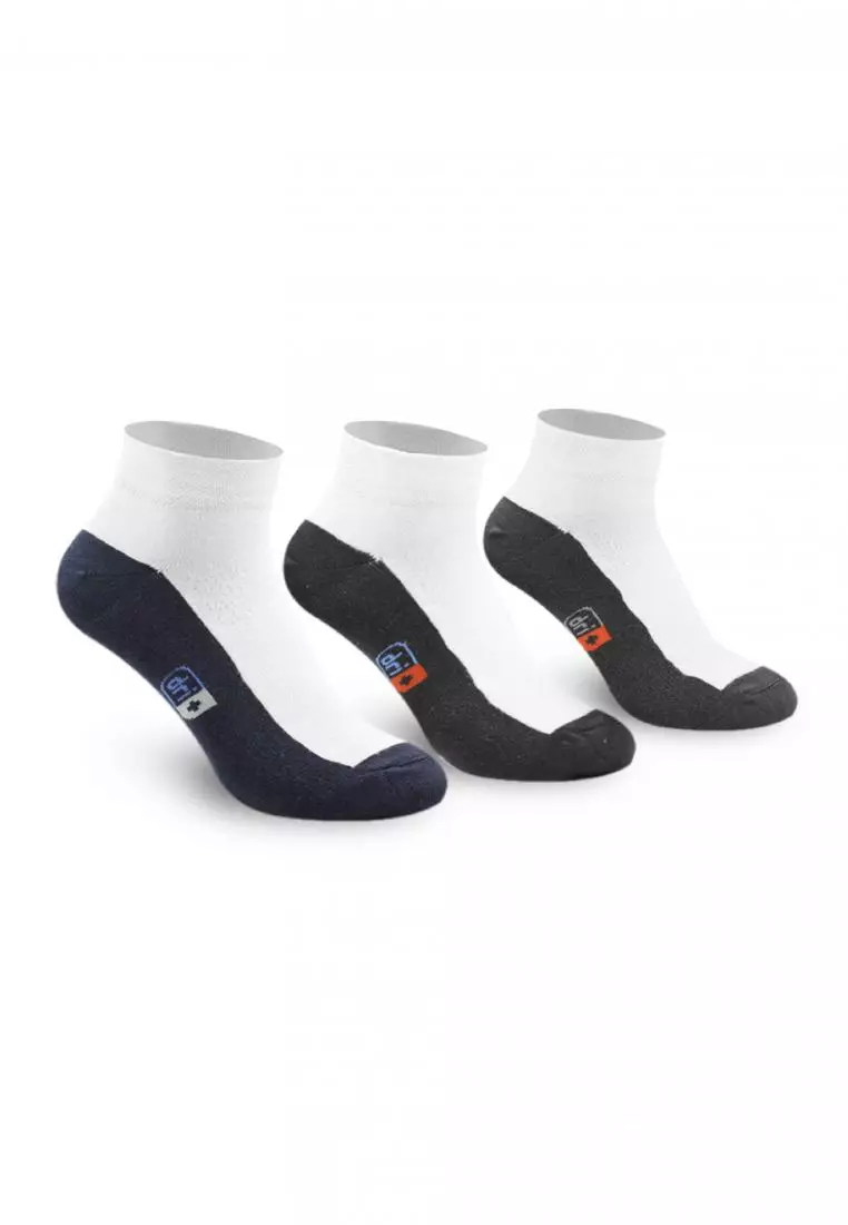 DMCG12 Men's Cotton Lite Casual Ankle Socks - 3 Pairs
