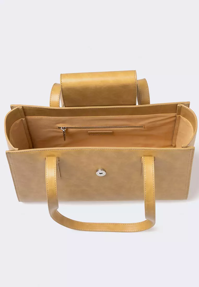 Ria Miranda Gold Nina Medium Box Bag