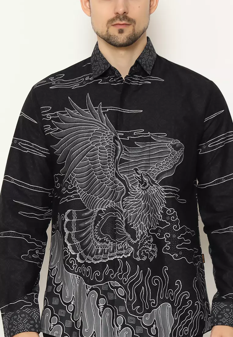My Aksa Batik Pria Kemeja Panjang Furing Eagle
