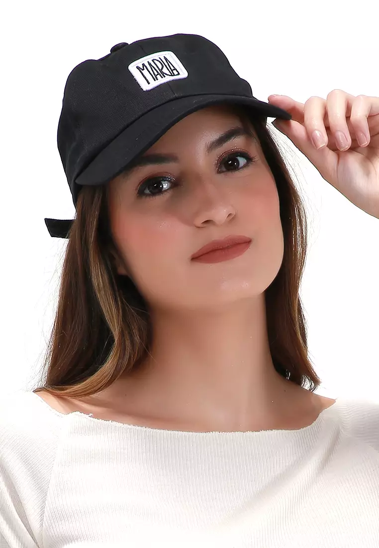 Syden Topi Baseball Snapback Wanita Maria Letters Emboss Adjustable Strap Material Cotton ORIGINAL - Black