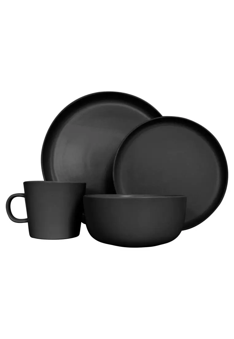 Buy Slique Slique Dinnerware [Set of 4] Glazed Stoneware Black High