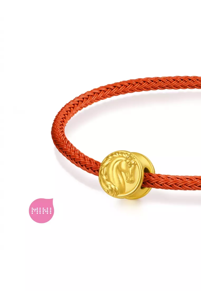 999 Gold Auspicious Blessings Mini Zodiac Horse Charm for Women & Men 96062C  [Bracelet not included