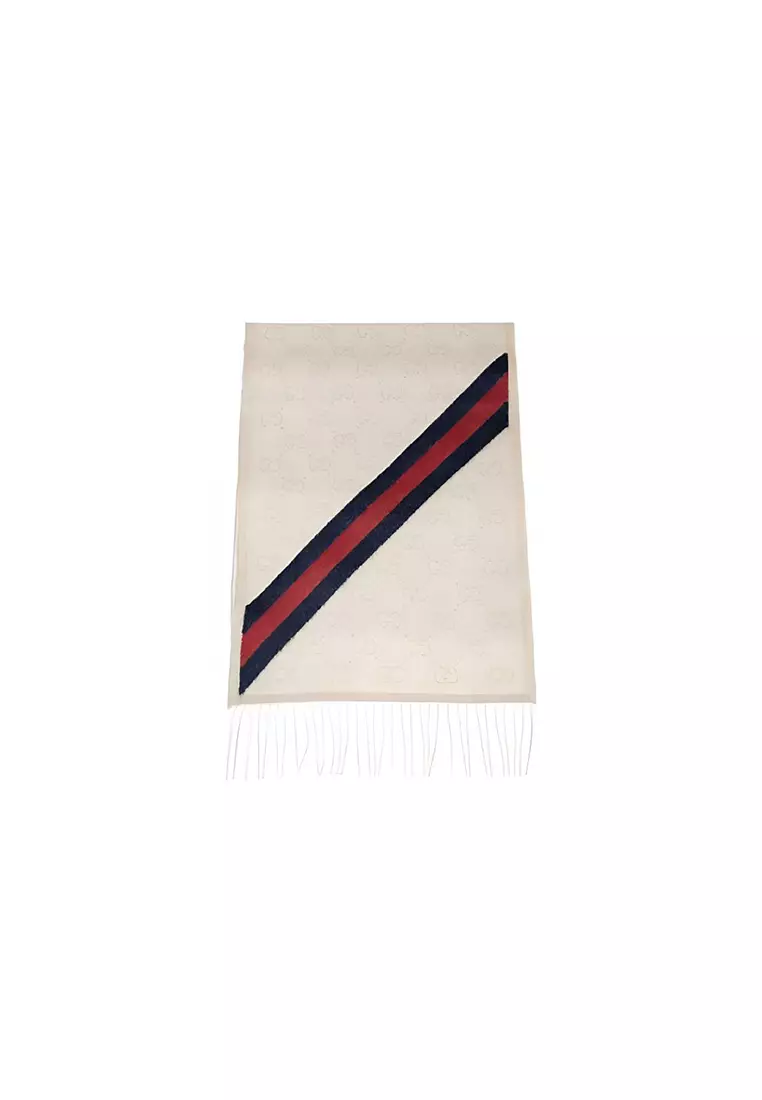 GG Logo Wool Scarf in Beige 570603 3G200