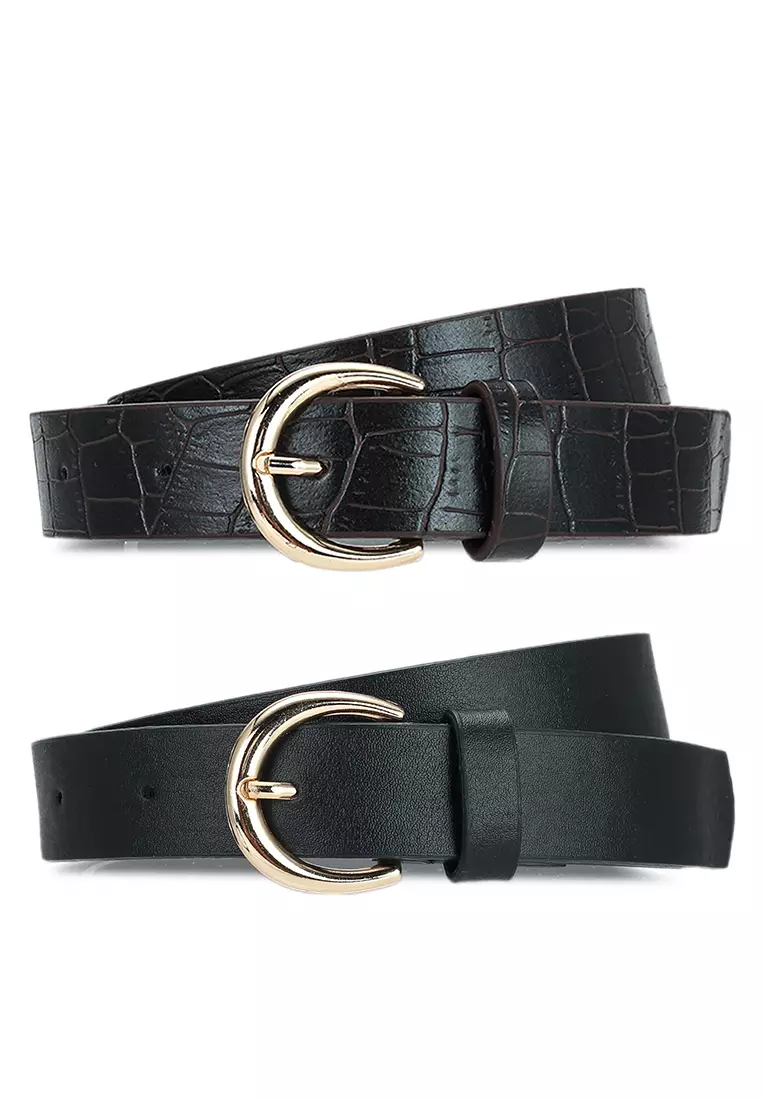 Buy Trendyol 2-Pack Leather-Look Belts Online | ZALORA Malaysia