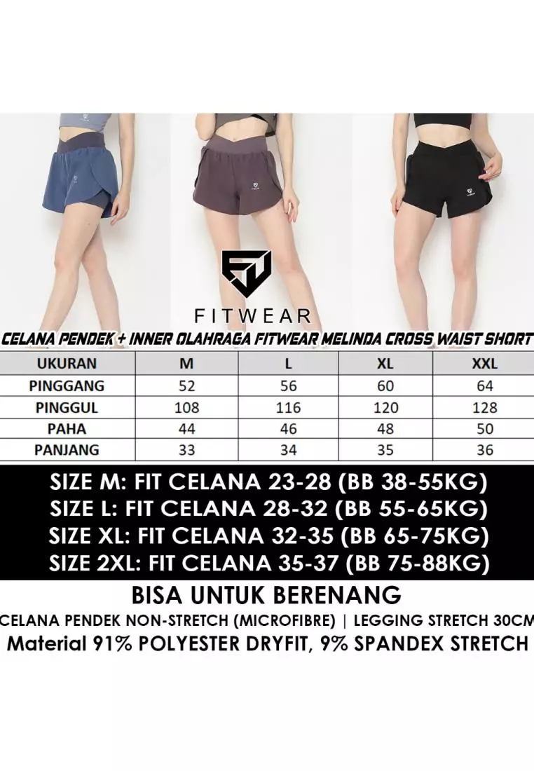 Fitwear - Celana Pendek + Inner Olahraga Wanita MELINDA CROSS WAIST SHORT - PURPLE MAUVE