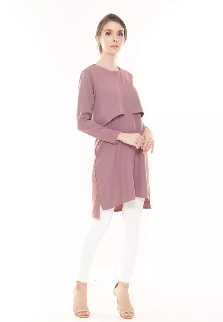 Aubrey Long Top Nursing Friendly in Dusty Pink