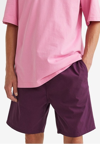 H&M purple Regular Fit Cotton Shorts B61E8AA86E889EGS_1