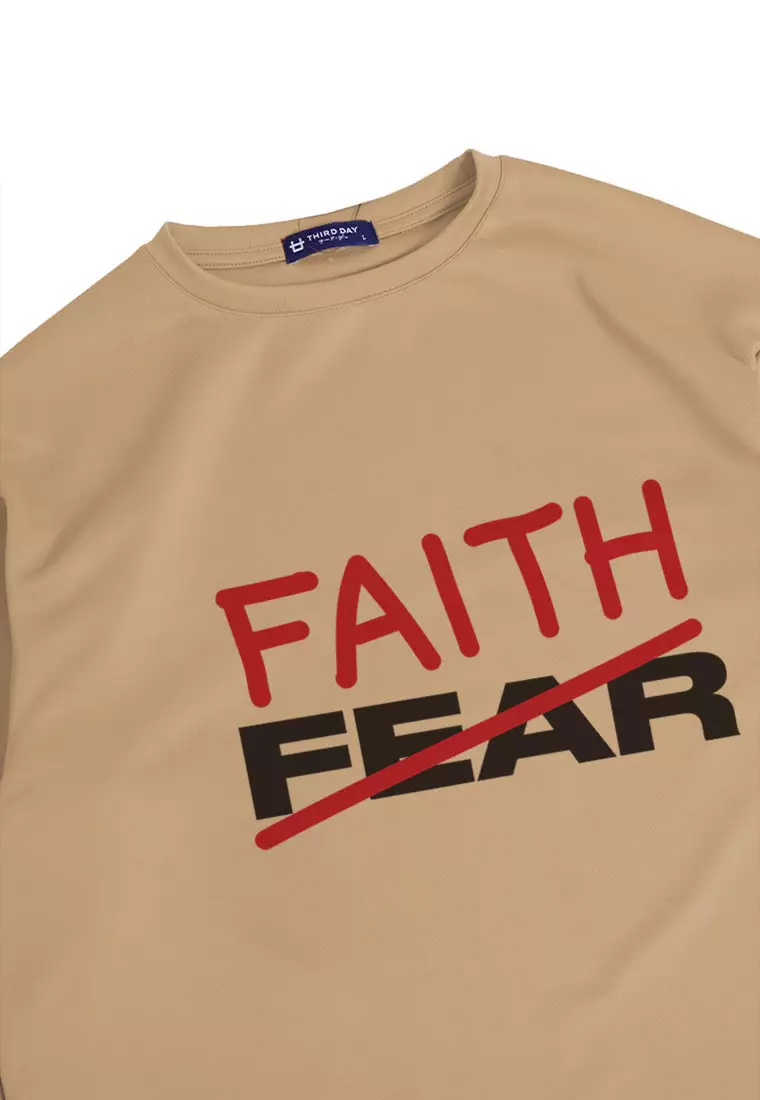 MTP60 kaos rohani oversize bahan tebal scuba faith over fear khaki