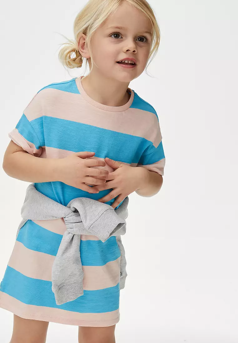 Pure Cotton Striped Dress