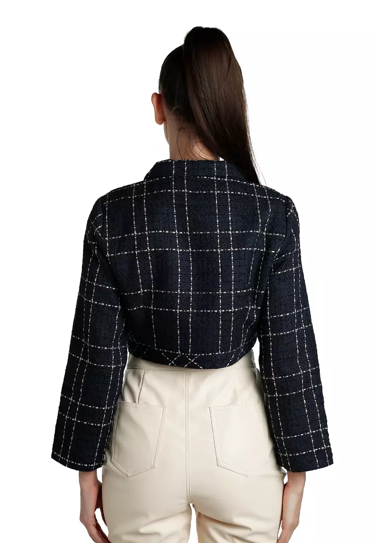 Woven Button-Down Flap Pocket Jacket in Navy