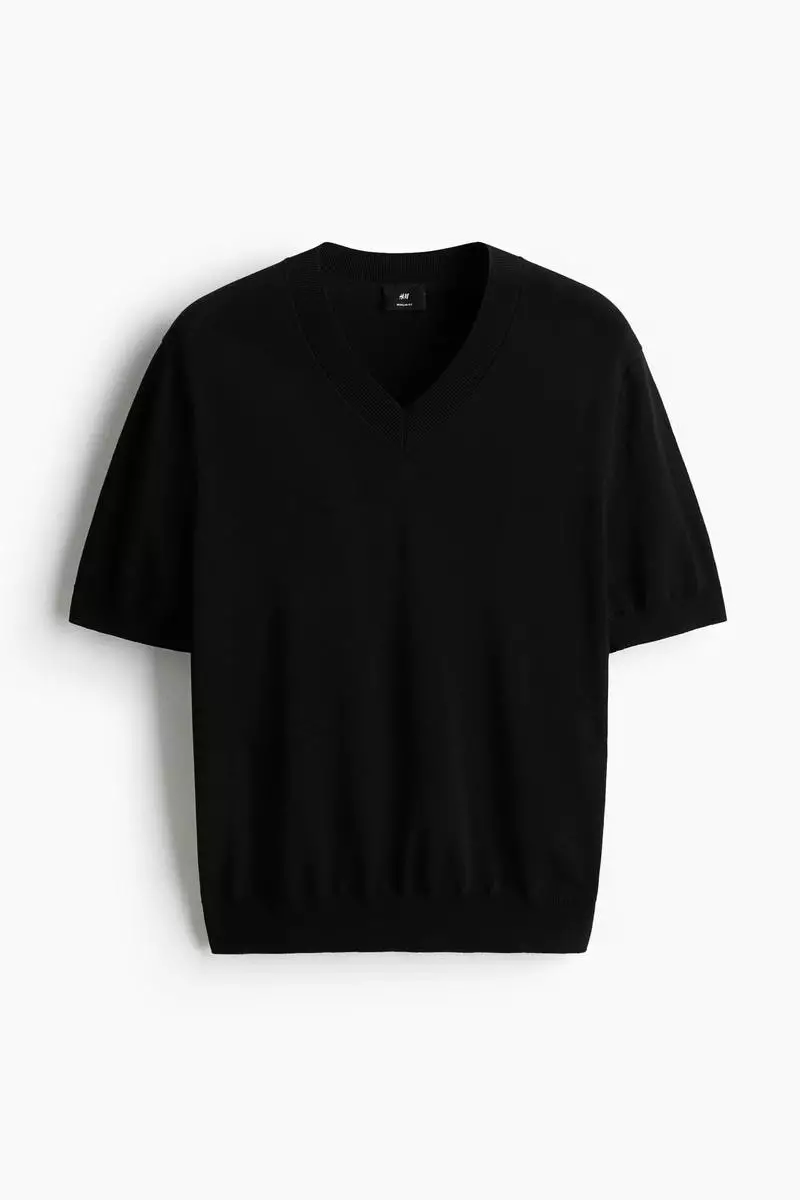 Regular Fit Fine-knit V-neck T-shirt