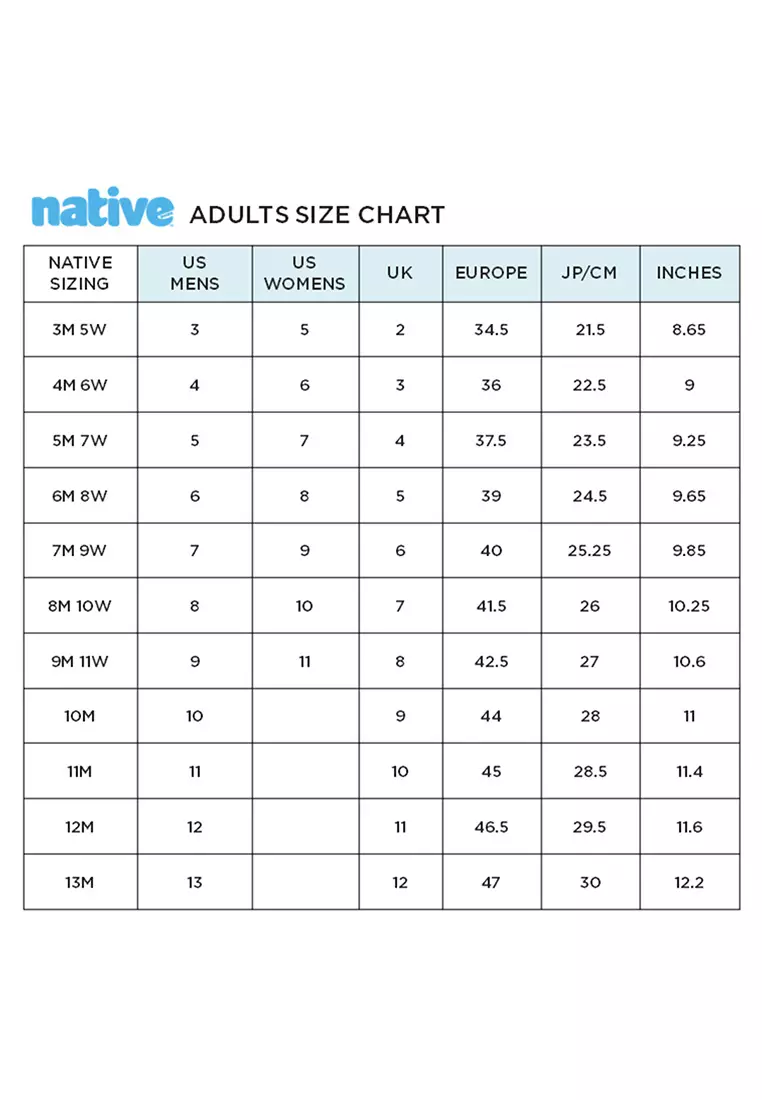Womens natives size 8 on sale