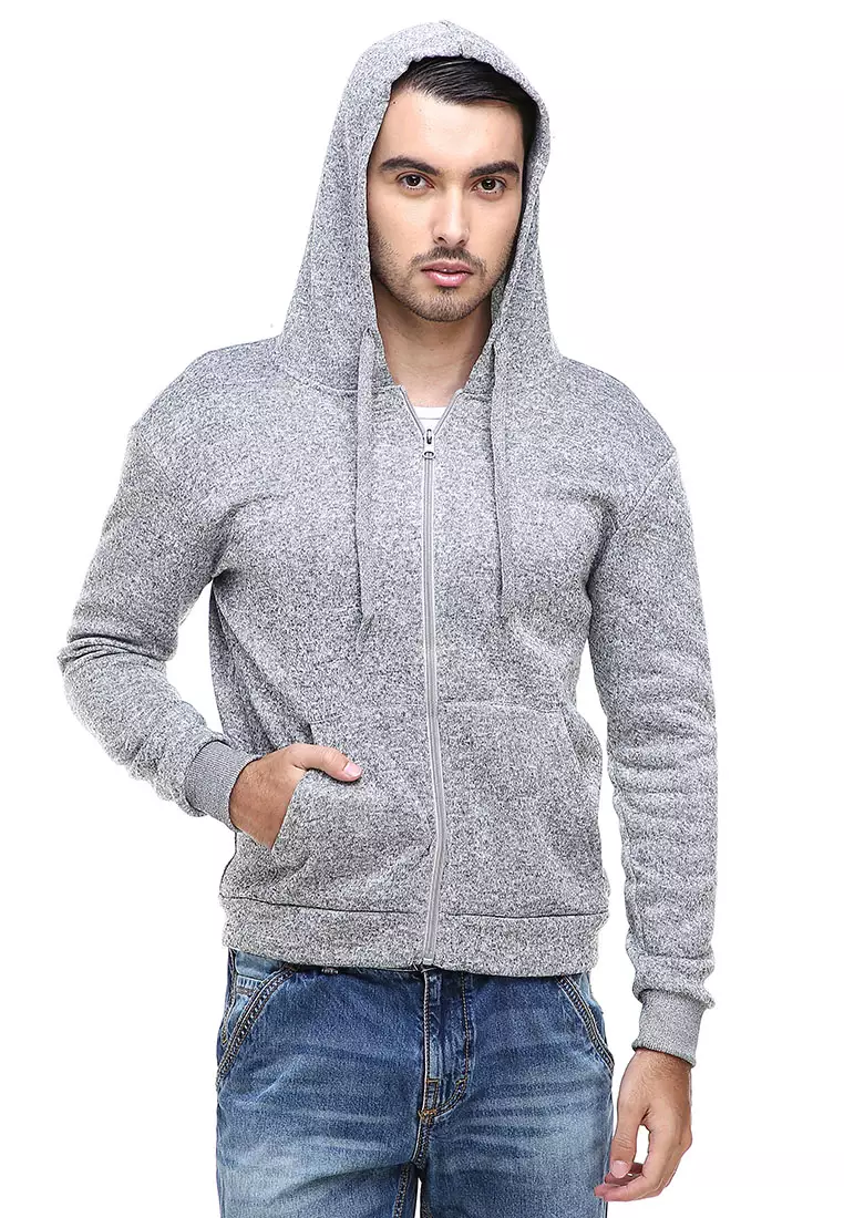 Clover Jaket Sweater Hoodie Polos Pria Casual Plain Jacket Material Polyester ORIGINAL - Gray