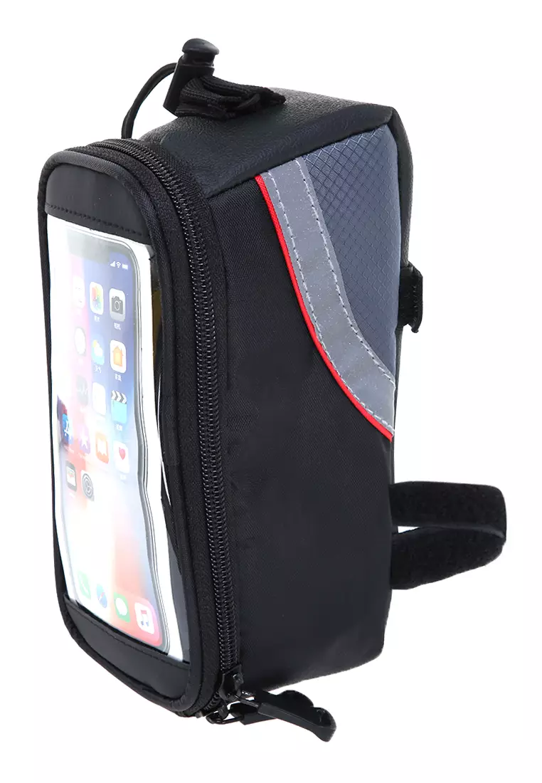 Qian Bicycle Bag Tas Barang Sepeda Smartphone Holder Touch Waterproof Big Capacity Material PVC ORIGINAL - Black