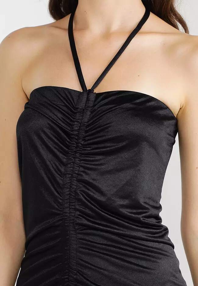 Topshop satin ruched cheap dress
