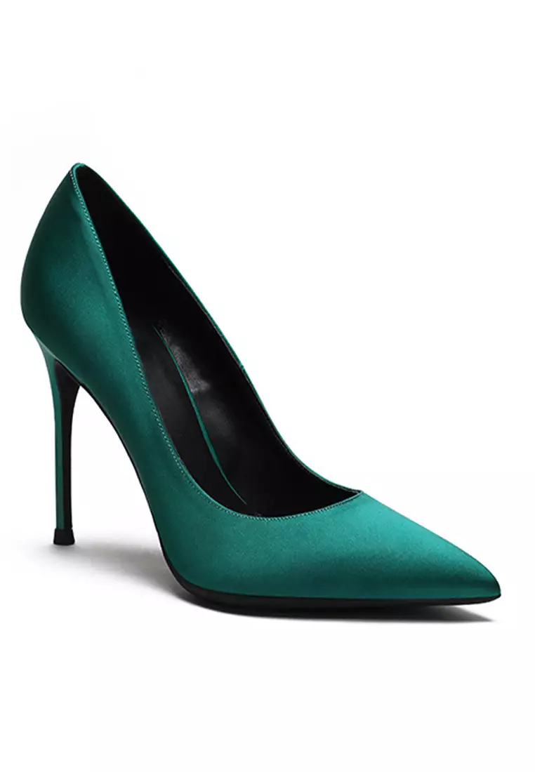 10CM Silk Fabrics Pointed High Heel Shoes HZL213