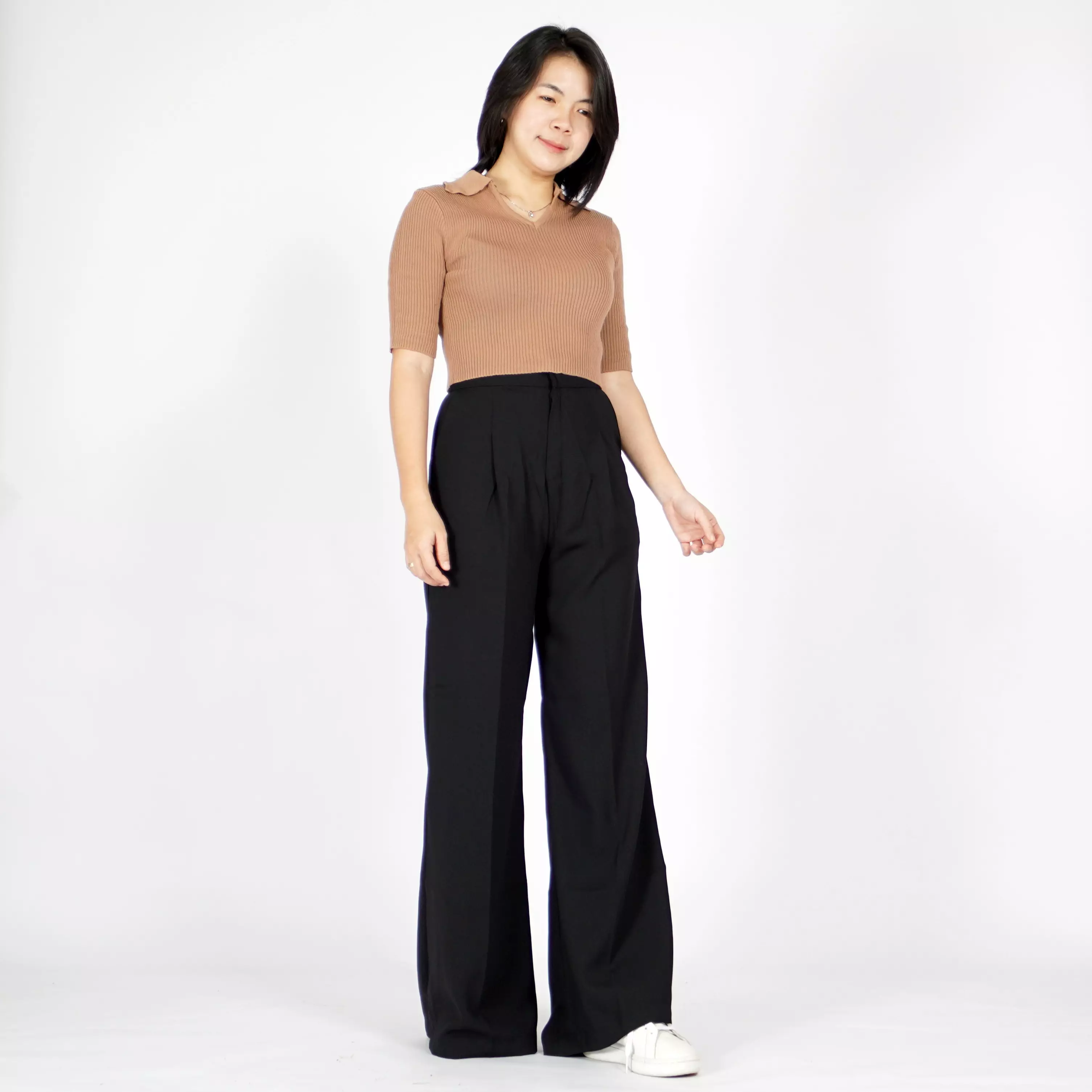  HANA Knit Crop Top Atasan Crop Rajut CropTop Rajut Gaya Korea - Milo