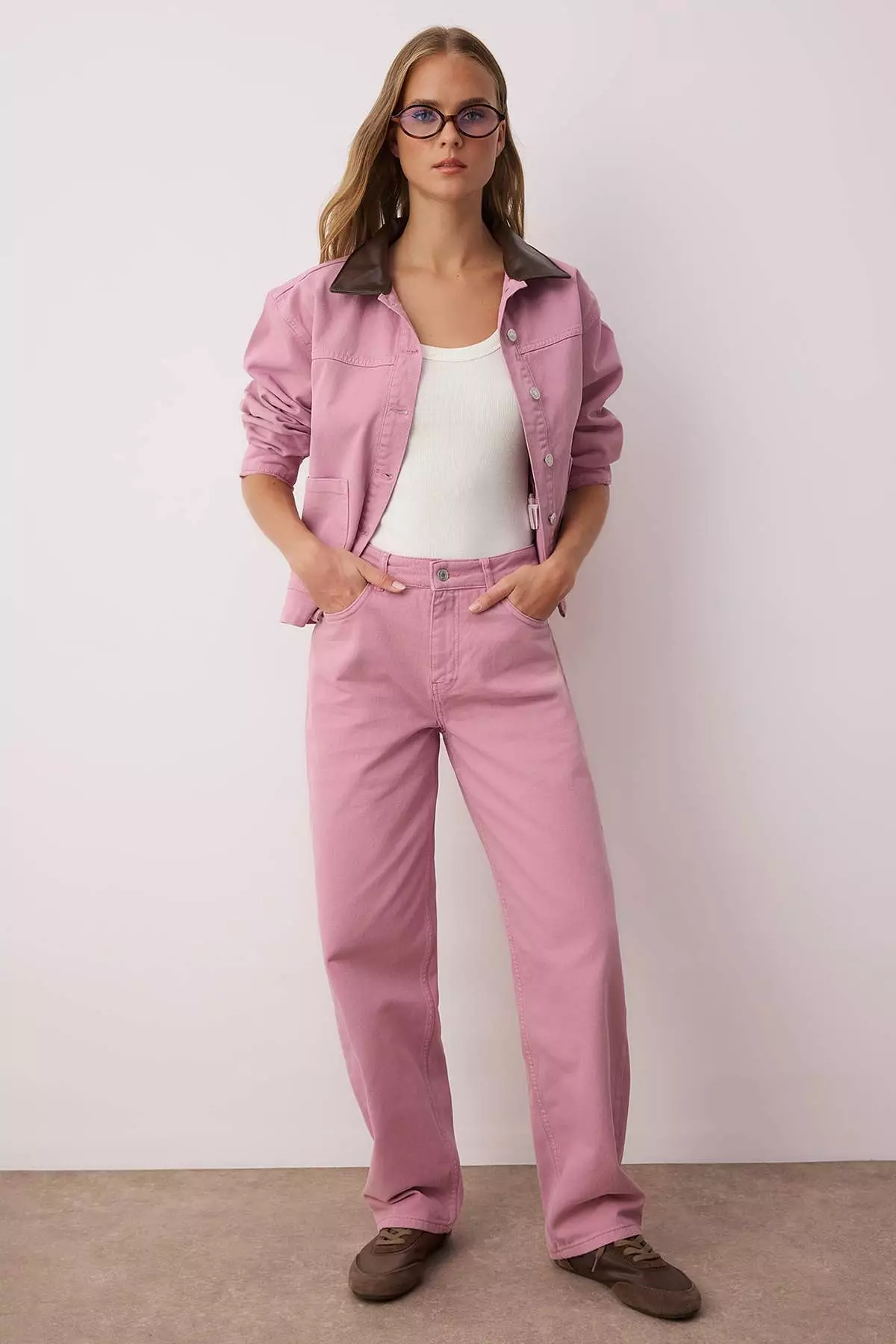 Dusty Rose Low Rise Skater Jeans