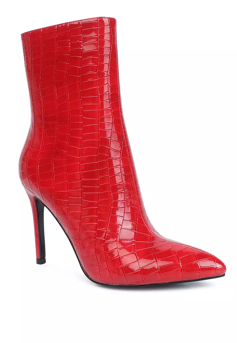 Red metallic ankle on sale boots