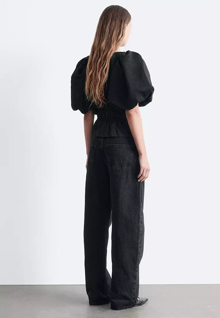 荷葉邊泡泡袖上衣