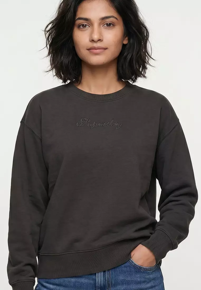 Script Brand Loose Crew Sweatshirt