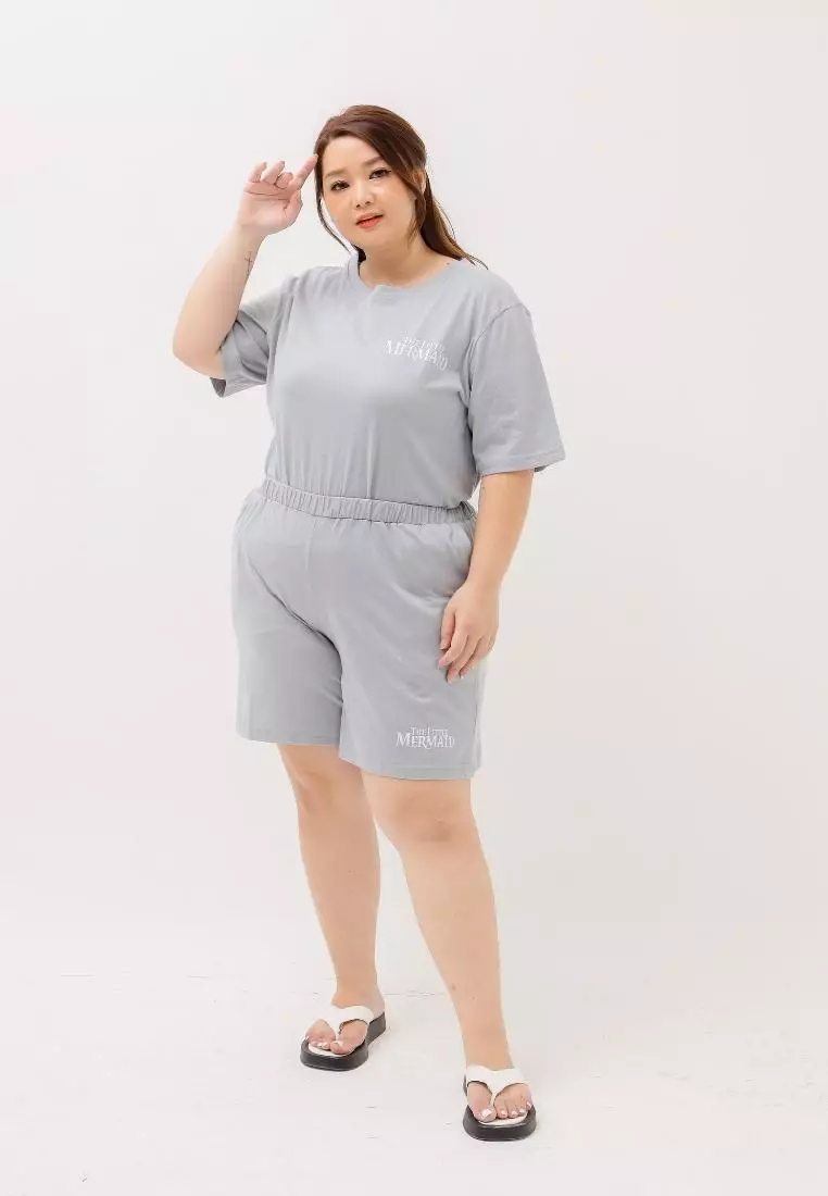 Plus Size Set Short Princess Series Neutral Grey