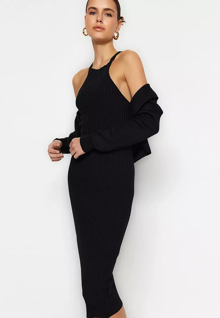 Sleeveless dress with cardigan shop