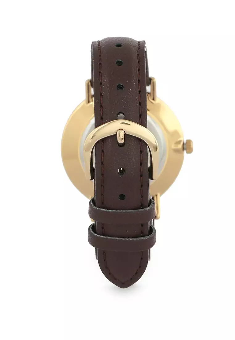 Casio Jam Tangan Wanita - Brown Gold - Leather Strap - LTP-VT01GL-9BUDF