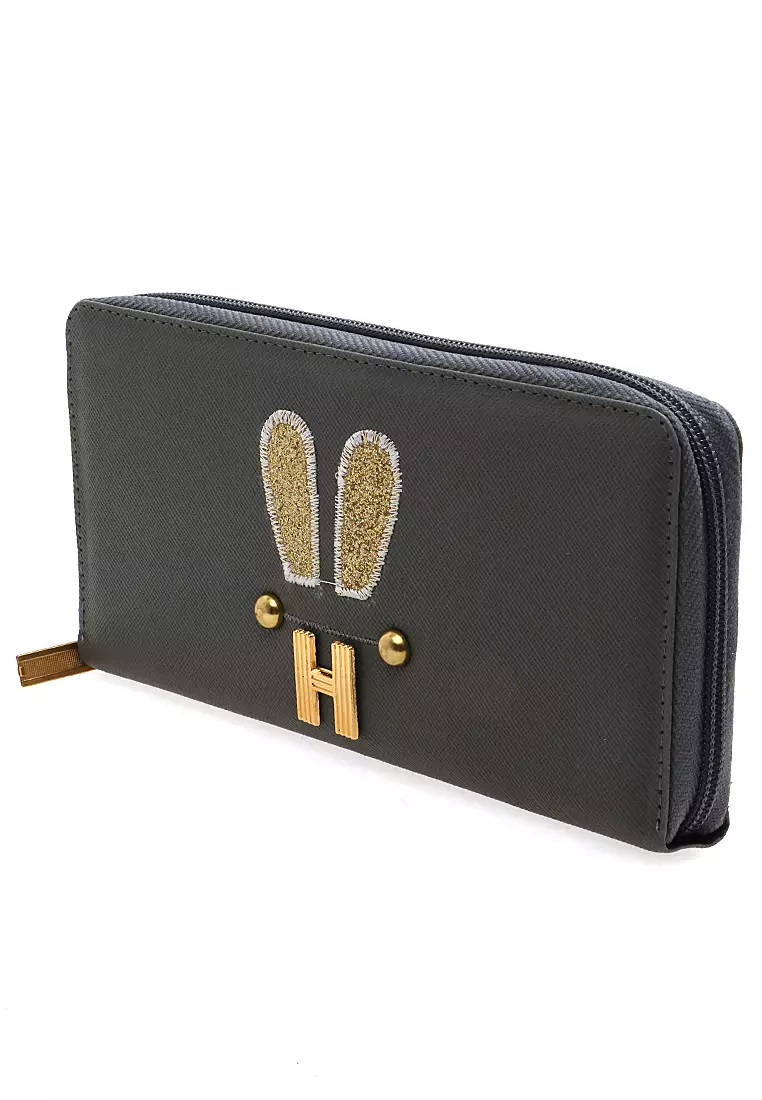 Dive Dompet Panjang Wanita Bunny Ears Wallet Casual Many Slot Material Kulit Leather ORIGINAL - Gray