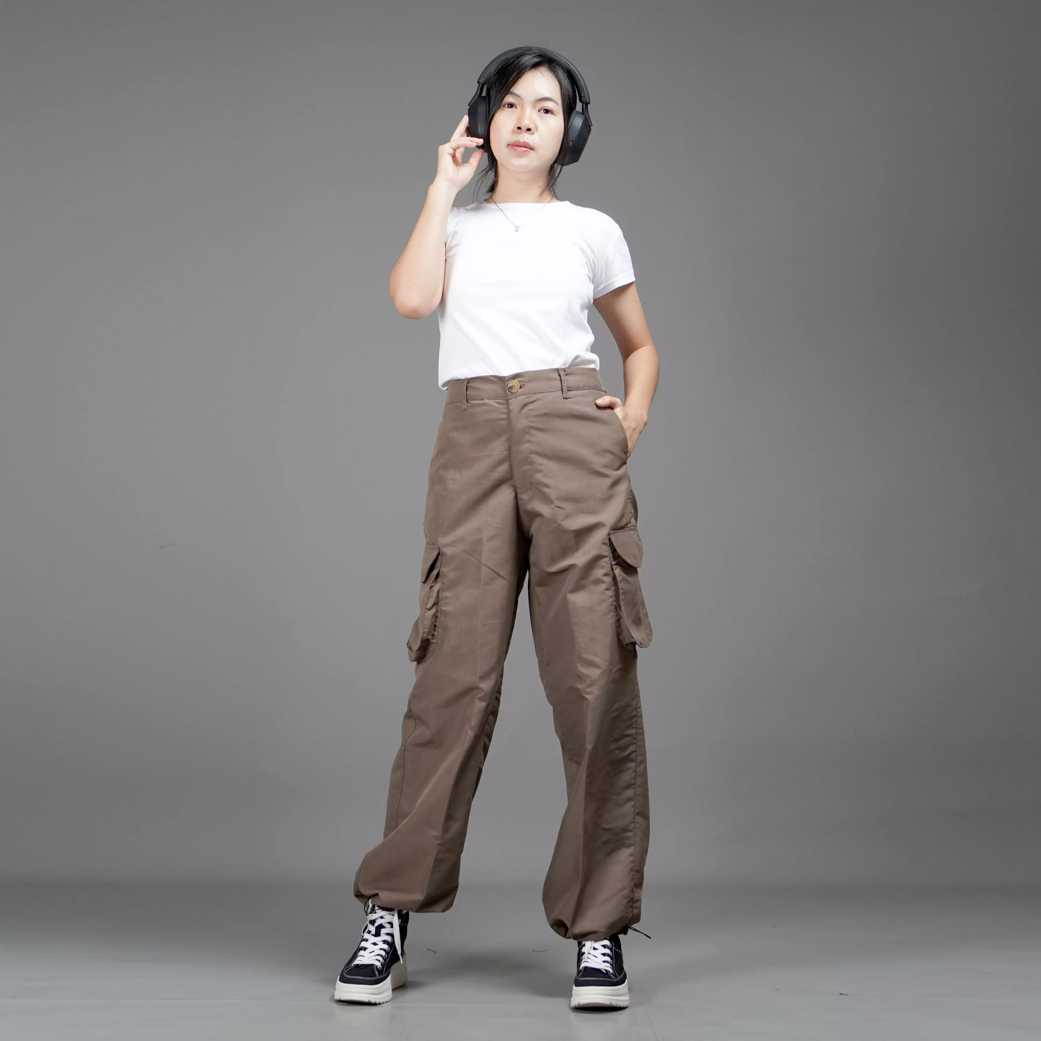 REGINA Celana Cargo Wanita Panjang Cargo Pants Wanita - BROWN