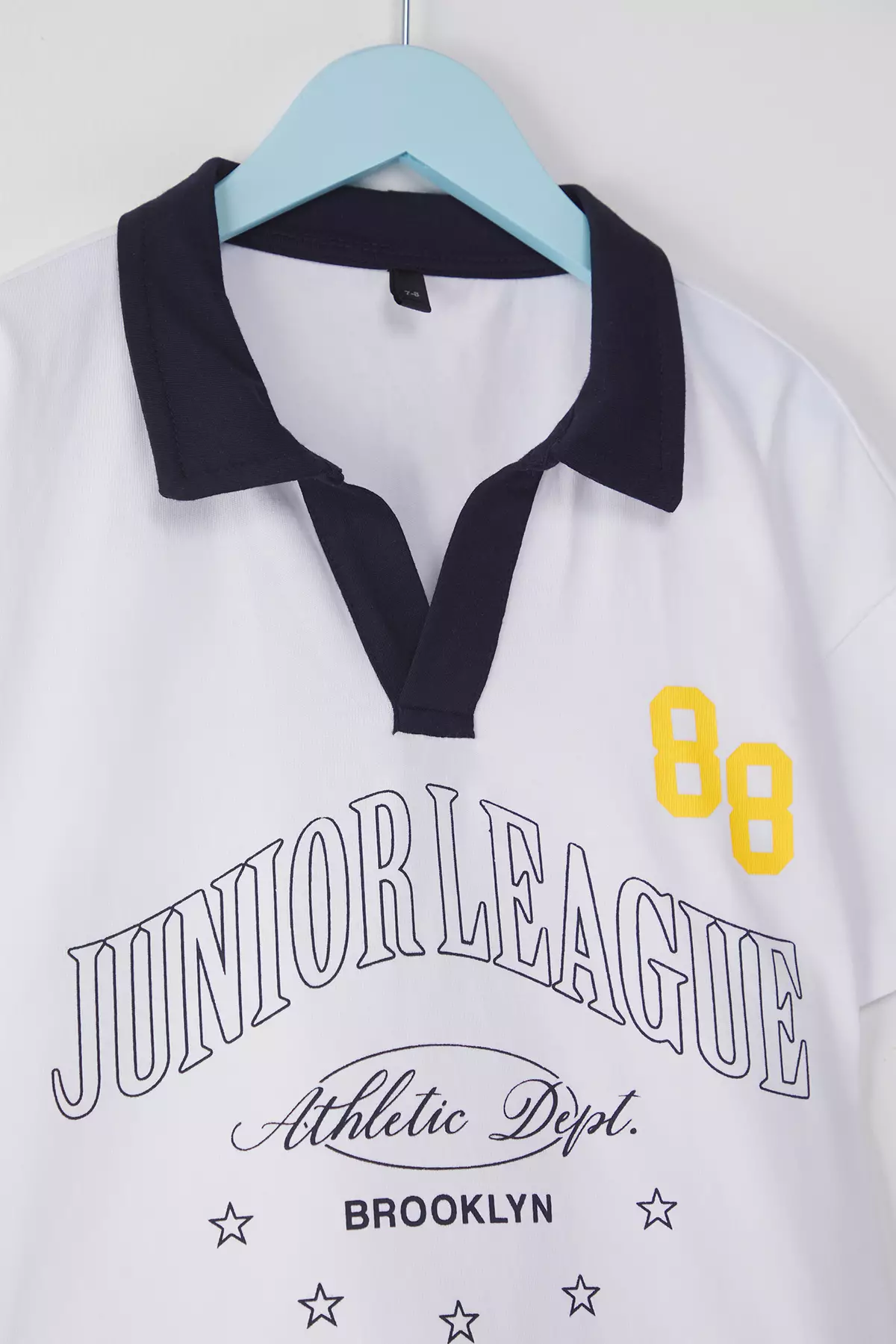 White Boy's Polo 100% Cotton Slogan Printed Collar Short Sleeve Knitted T-Shirt